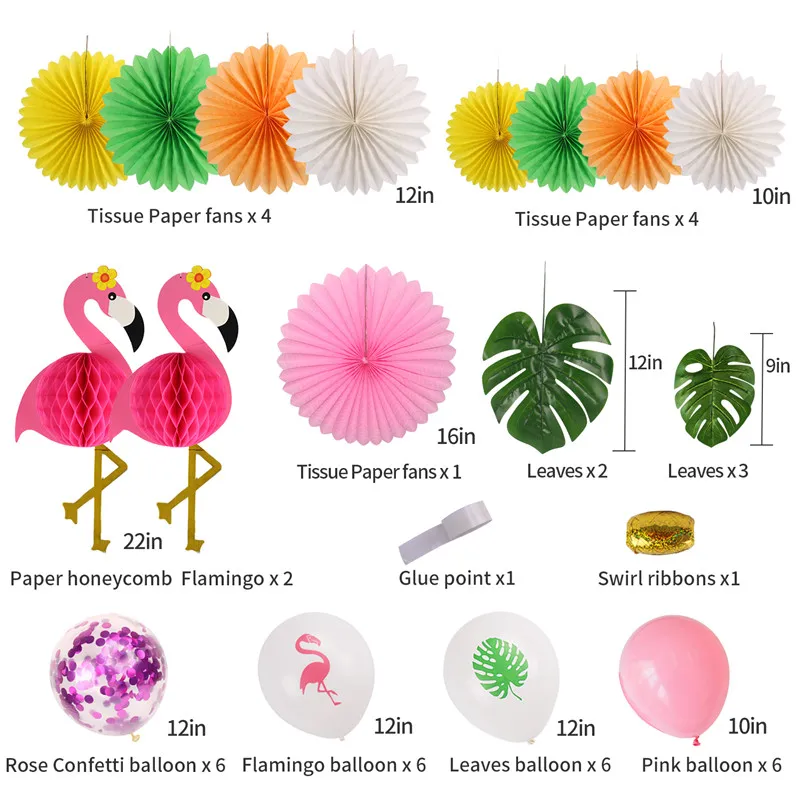 Zilue 42 шт. тропивечерние вечеринка украшения Фламинго Honeycomb листья воздушный шар вечерние лета пляж Луау гавайвечерние Вечеринка поставки