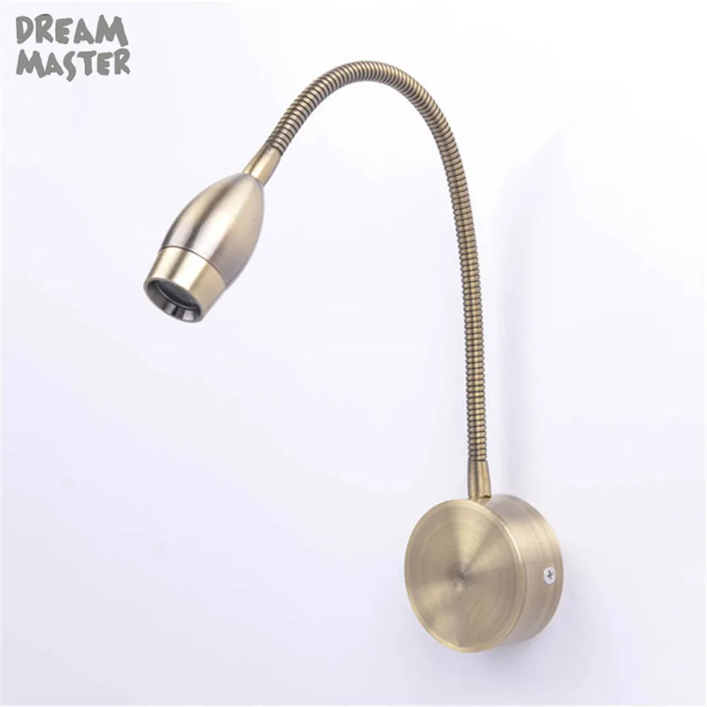  Novelty Modern Art Deco LED Bronze Bedside Reading Wall Lamps 3W Switch Hose Background LED Mirror  - 32609087104
