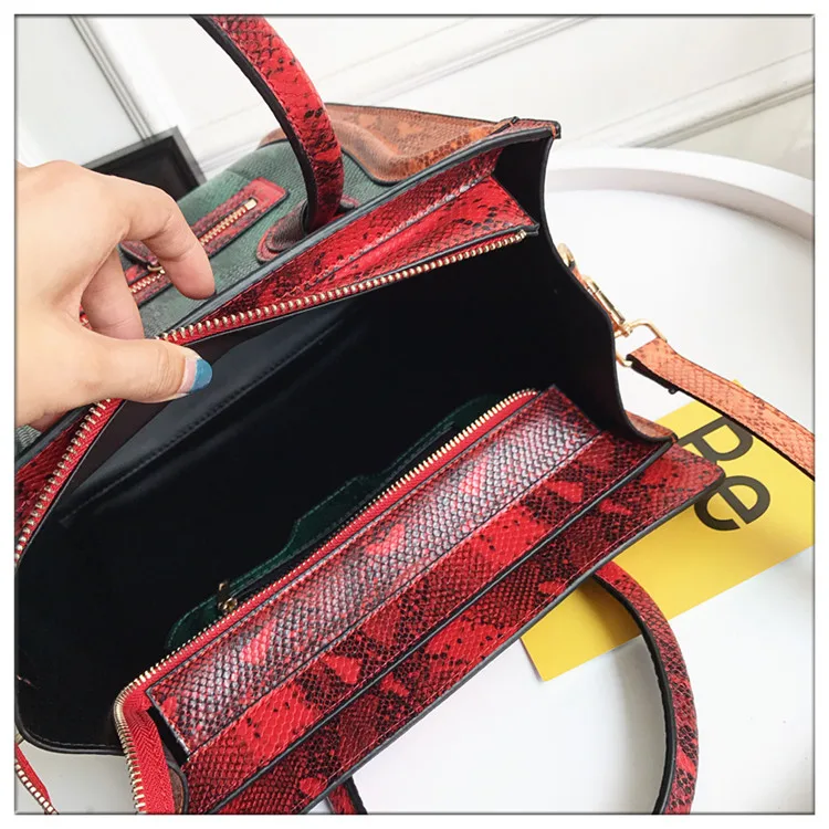 Leather Serpentine Handmade Luxury Patchwork Women Shoulder Bags Small Women Cross body bag snake skin women satchel bag (18)