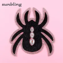 Новая мода стразы из стеклопластика патчи на заказ паук дизайн персонаж роскошный bling железные, с кристаллами-на одежде футболка DIY патч