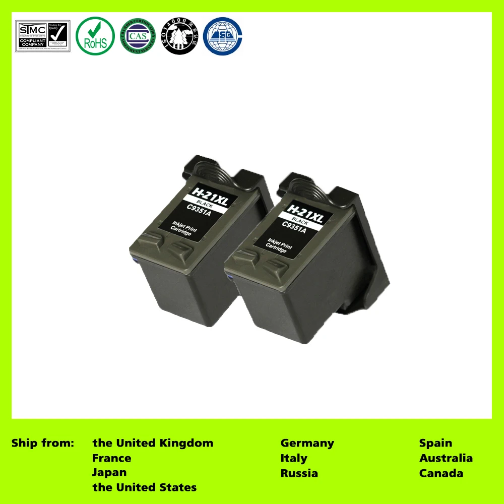 Compatible for 21XL C9351AN C9351AE (2 Pack Black) Ink Cartridge for HP DESKJET 3910,3915,3918 