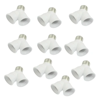 

Useful 10 Pcs E27 to E27 Light Lamp Bulb Socket Y Shape 2 Splitter Convertor