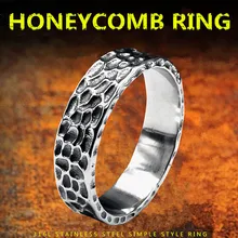 KLDY Punk Gothic ring for men Stainless Steel Antique honeycomb Simple Ring Old style for Men Jewelry Birthday Gifts new arrival punk style layered stainless steel cross ring for men