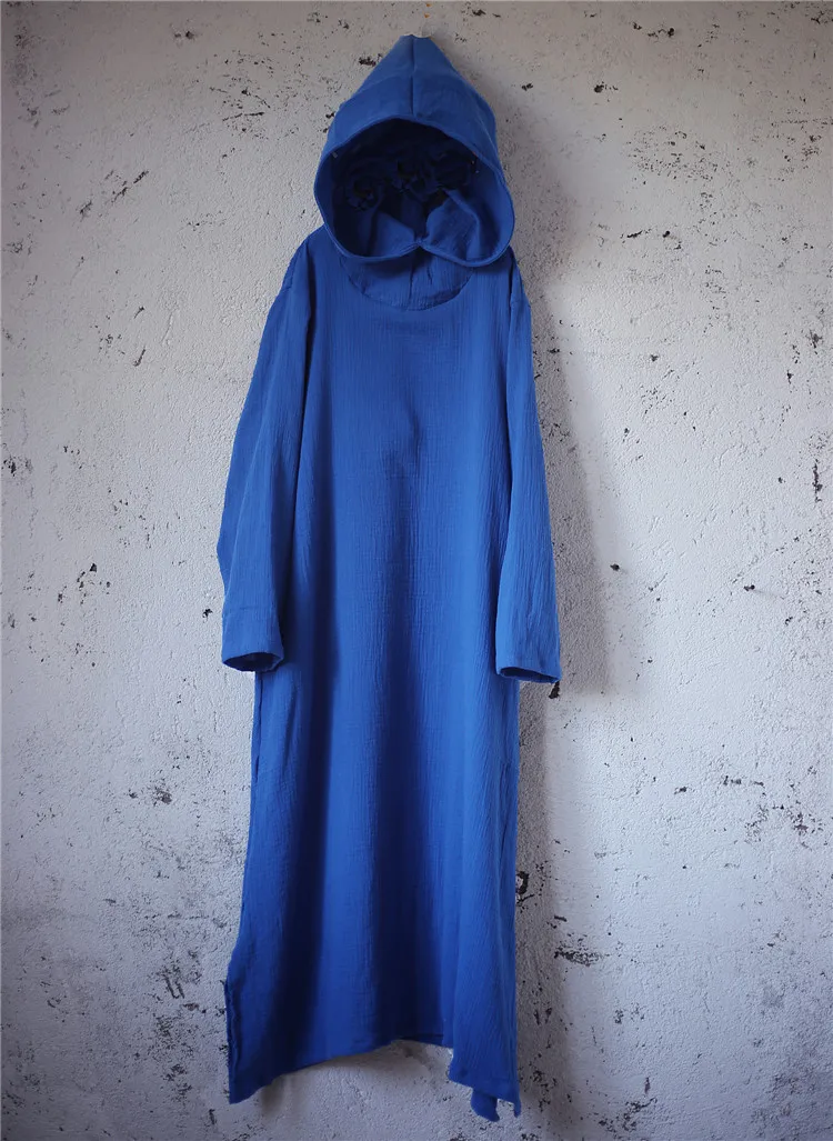 Женское длинное платье с капюшоном, мантия волшебника, весна-осень, винтажное однотонное красное, черное, синее, белое, Vestidos D057