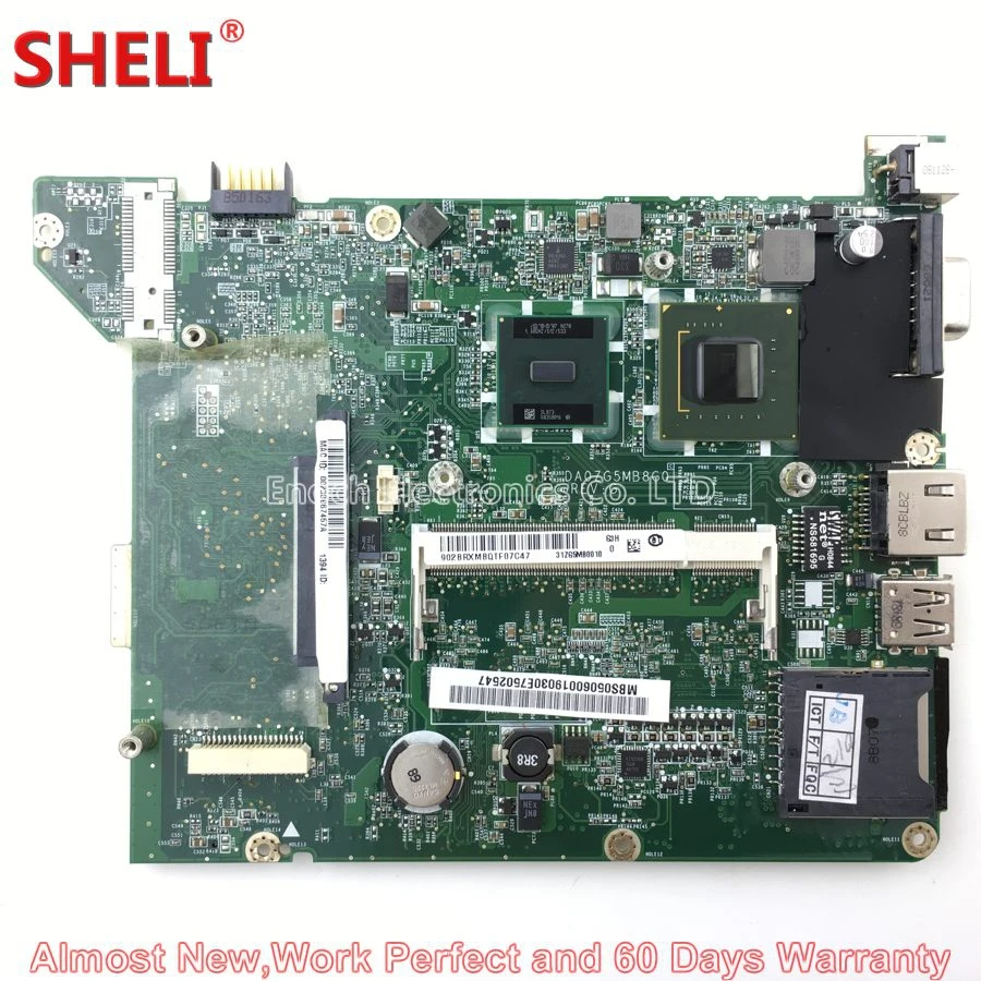 

SHELI MBS0506001 MB.S0506.001 Laptop Motherboard For Acer Aspire One ZG5 A110 A150 DA0ZG5MB8G0 31ZG5MB0010 N270 1.6Ghz MainBoard