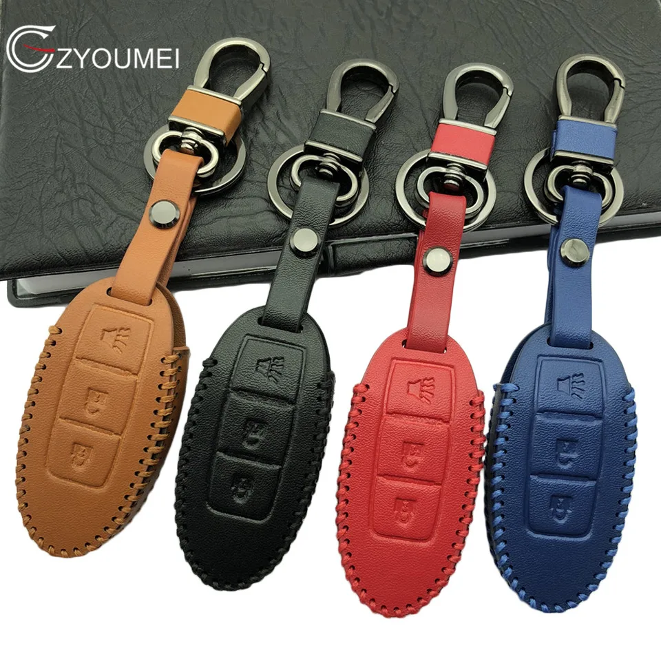 Genuine Leather Car Key Cover Auto Key Case For Nissan Infiniti EX FX