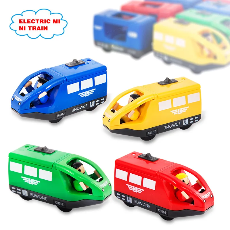 4 Colors Kids Electric Train Toys 10.5*4cm Wooden Slot Diecast