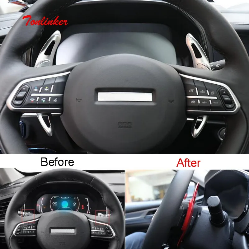 

Tonlinker Interior Steering wheel shift paddle Cover Stickers for Haval F7/F7X 2018-19 Car Styling 1 PCS Aluminum Cover stickers