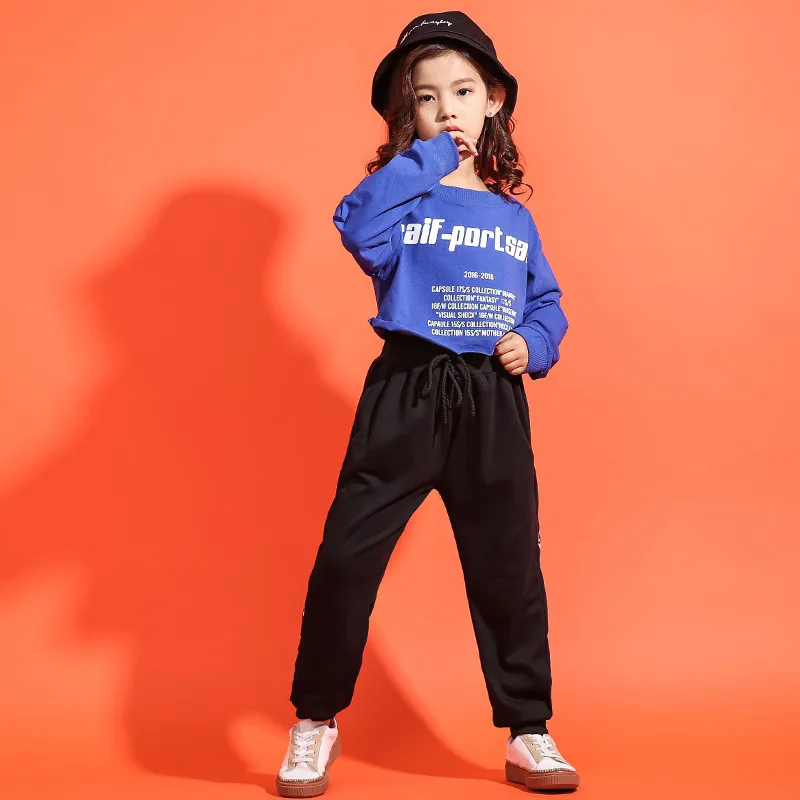 Children's Jazz Dance Costumes Set Korean Hip-hop Dancing Outfits Girls Vest Striped Pants Long Sleeve  Suit Jazz Dance Clothing (8)