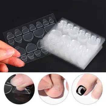 

10 Sheets Transparent Nail Tips Double Side Nail Glue Toe Nail Stickers for Fake Faux Nails Manicure Tool