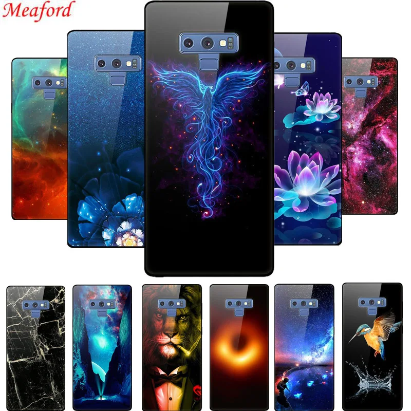

Luxury Glass Case For Samsung Galaxy Note 9 Case Note9 6.4" Hard Back Cover For Samsung Note 9 Case N960F TPU Frame Coque Funda