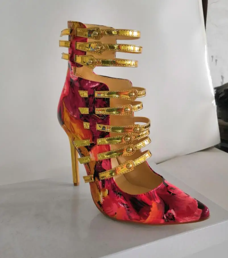 

Spring and summer new fashion sexy fine and sharp hollow high gang banquet sandals
