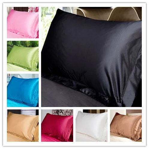 

LYN&GY New Silk Pillowcase Face Envelope bedding Pillow Case 1 Pc Pillow Cover Silk Pillow Case 48*74cm 17 Colors to Choose