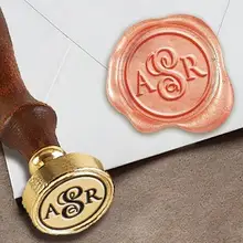 Персонализированные вензеля 3-Начальные Пользовательские Воск печать штамп " die-#1181 Optimus принцепс с лозы центр монограмма с линии границы