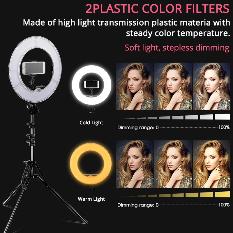  LED Ring Light 14 Inch Dimmable 5500K ringlight With Tripod For Studio Ring Lamp Photography YouTub - 32881450122