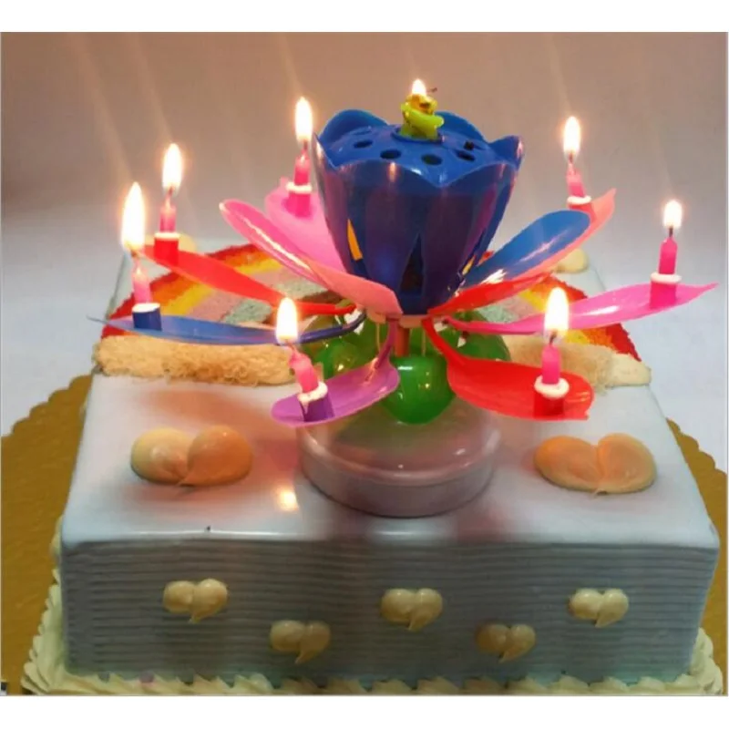 6 Parttens электронная художественная свеча двухслойная вращающаяся музыкальная свеча лотоса на день рождения подарок для детей на день рождения 8/14 свечи/цветок