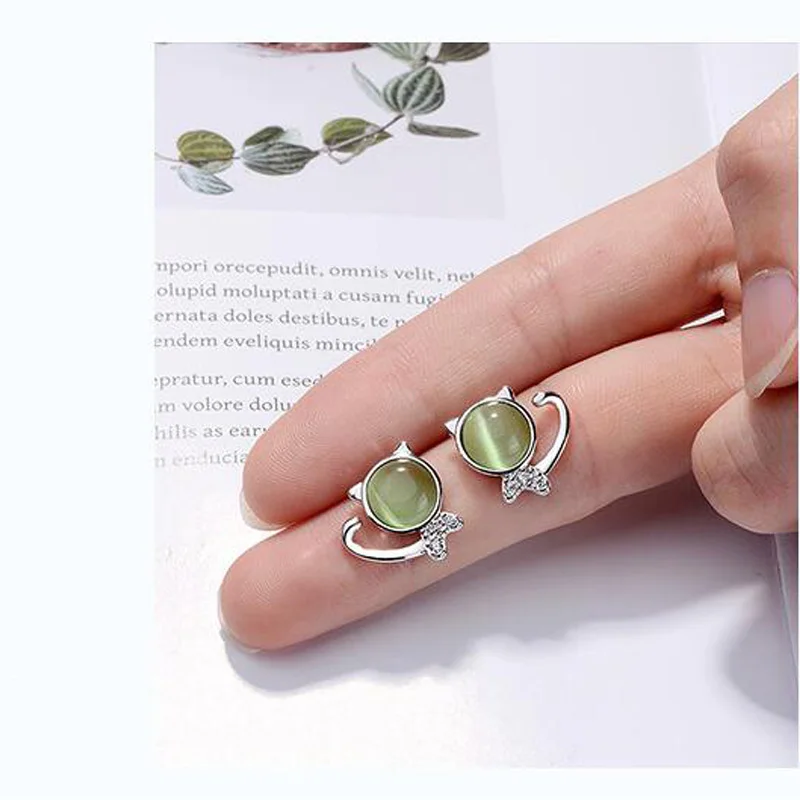 cat eye stone cats stud earrings (7)