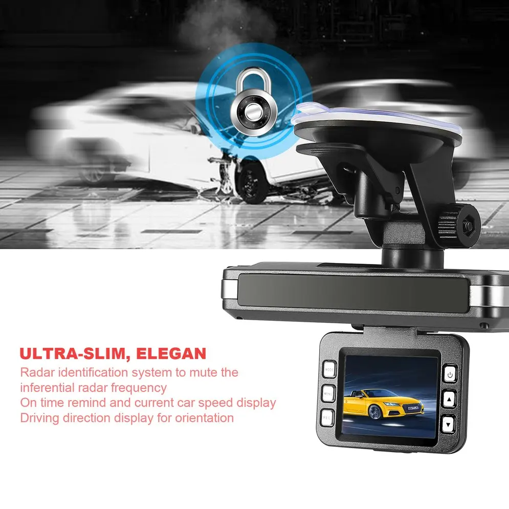 

HOT HD 2 IN 1 2 Inch Car Dash Dashboard Tachograph DVR Camera Laer Radar Speed Recorder DVR Rear View Cam Recording Machine