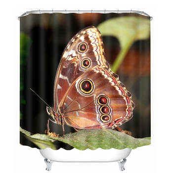 

Butterfly pattern 3D Shower Curtain Polyester Fabric Waterproof Shower Curtain Eco-Friendly Bathroom Curtain Home