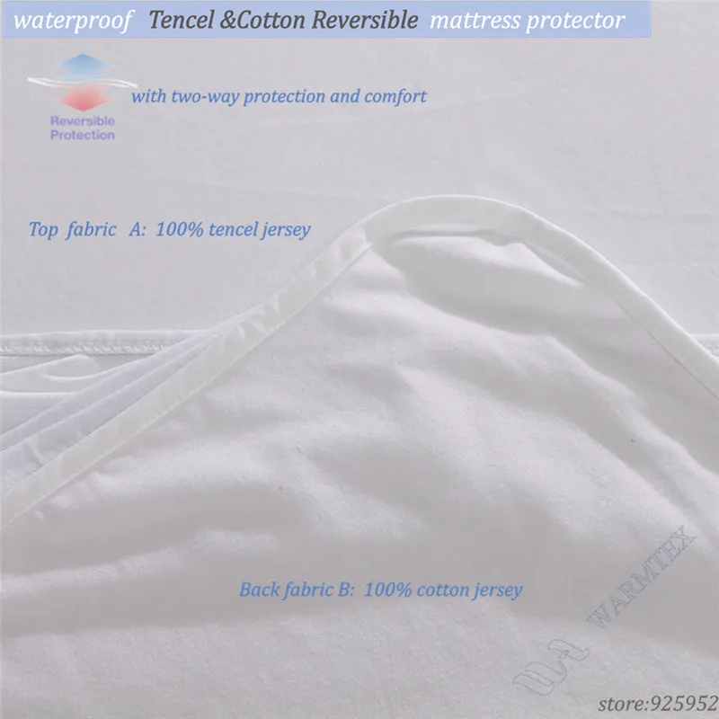 full size 140cm bed high quality natural fabric Reversible Tencel Cotton cloth Mattress Protector/ Cover Waterproof |