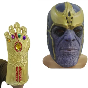 

1 pc Thanos Ending war Gauntlet Cosplay Gloves Prop Halloween Hard Latex Ending War Mask Headgear