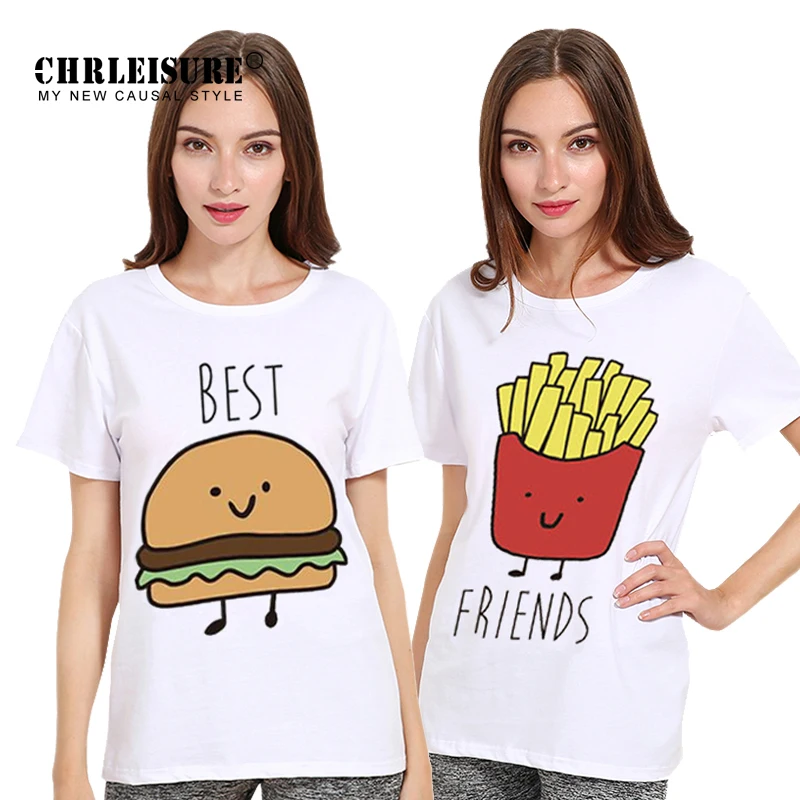 CHRLEISURE XS XL Best Friends T shirt Summer Sisters Tops T shirt Fries
