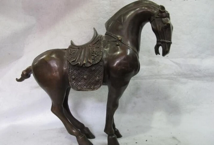 

Collectible bronze lion statue S0521 China Pure Bronze Copper Feng Shui Lucky wealth Auspicious Tang Horse Art Statue B0403