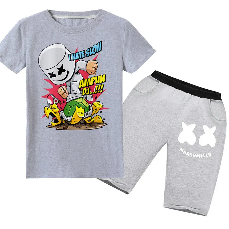 

apex legends Marshmello DJ Music Summer cartoon cotton T-shirt boy girl short-sleeved T-shirt + pants set boutique kids clothing