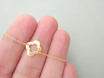 

10PCS Outline Open Four Leaf Clover Necklace Lucky 4 leaf Clover Necklace Simple Grass Plant Shamrock Necklaces Birthday Gifts