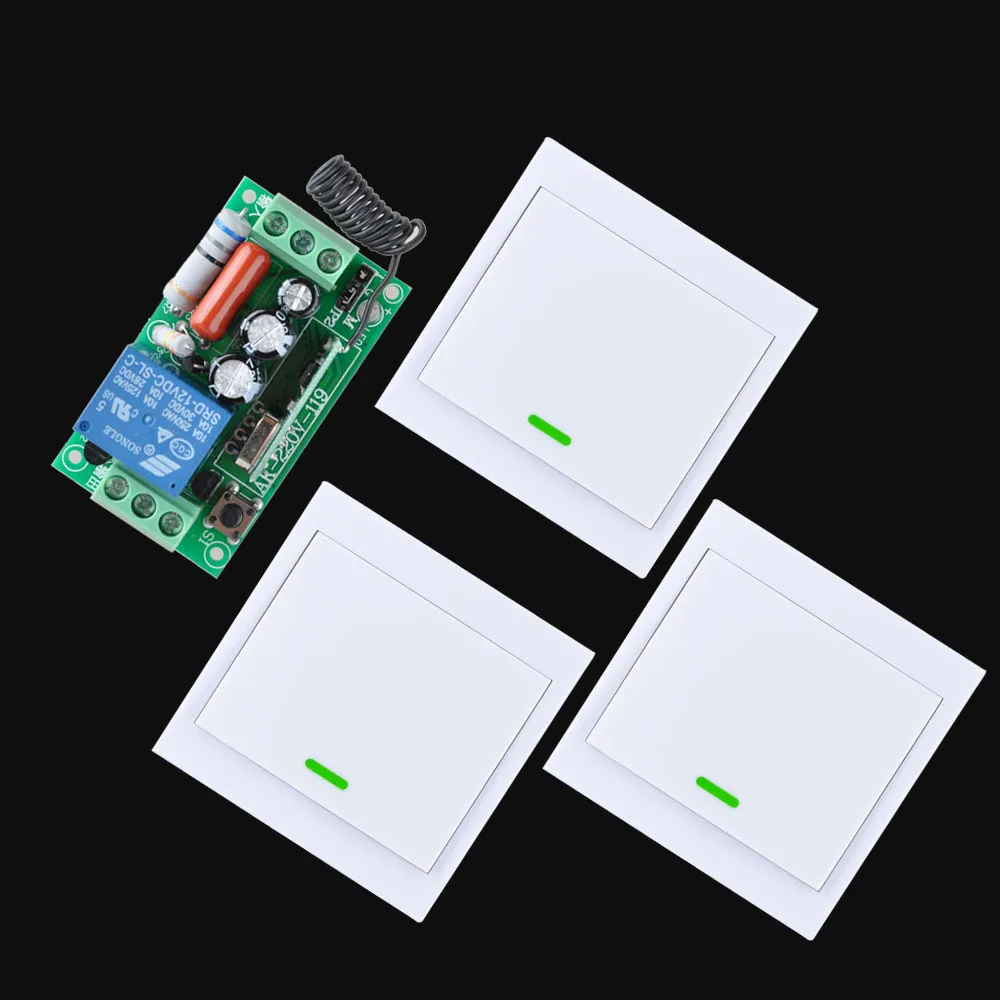 

Home Smart AC 220V Receiver Wireless Remote Control Switch 3PCS Wall Panel Remote Transmitter Hall Bedroom Ceiling Lights Lamps