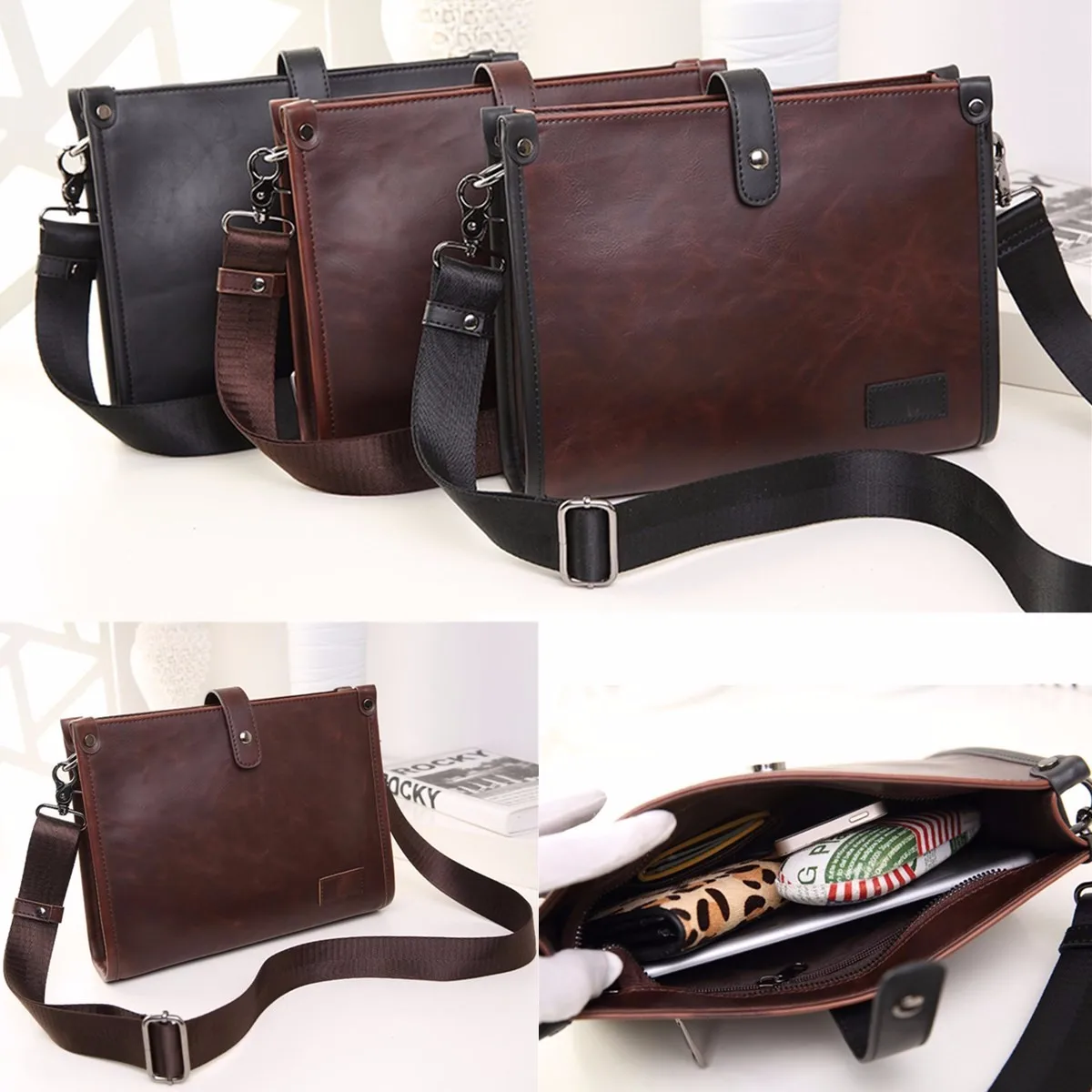 الرجال الجلود حقيبة أعمال يد رسول الكتف Crossbody حقيبة حقيبة حقيبة ساعي حقائب عمل الذكور جديد