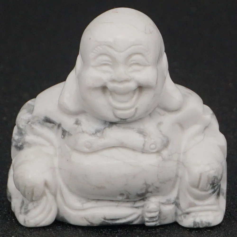 

1.4" Natural White Howlite Turquoise Maitreya Buddha Stone carved Figurine Crafts Lucky Chakra Healing Reiki