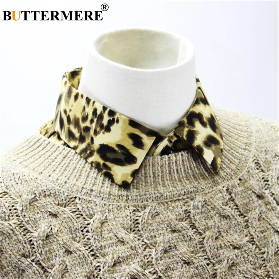

BUTTERMERE Fake Collar For Women Fashion Leopard Print removable collar Ladies Lapel False Collar Female Clothes Accessories