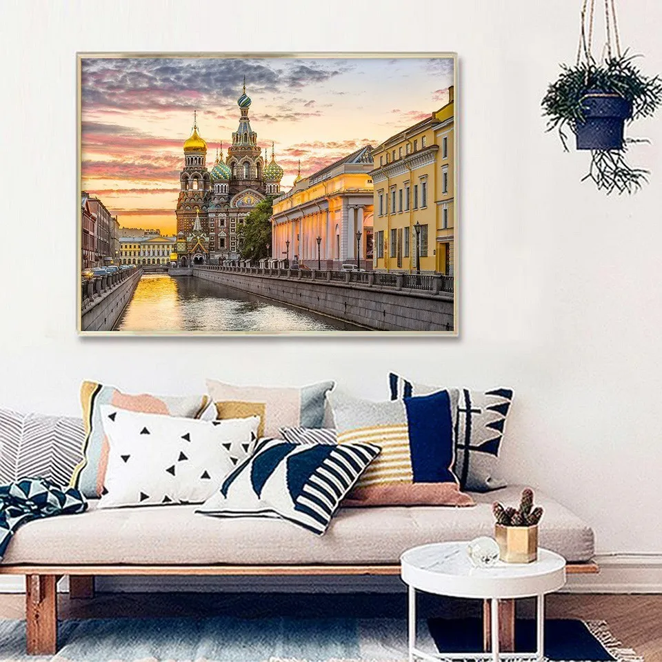 EverShine Diamond Mosaic Scenery Picture Of Rhinestone Diamond Painting St. Petersburg Paintings Cross Stitch Diamond Embroidery