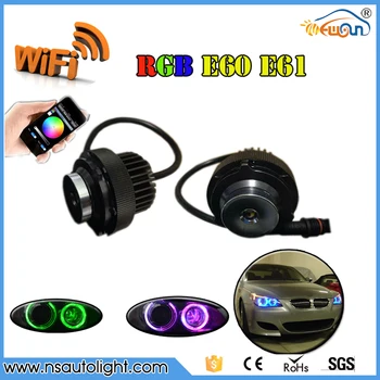 

one set Plug & Play Wifi Control RGBW LED Marker Angel Eyes Headlights No Error For 5 series E60 E61 LCI