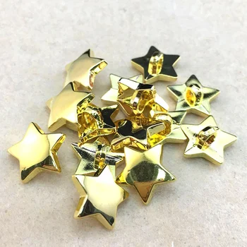 

Free shipping 100pcs/lot High-grade UV electroplating stars plastic button Golden star button 15mm