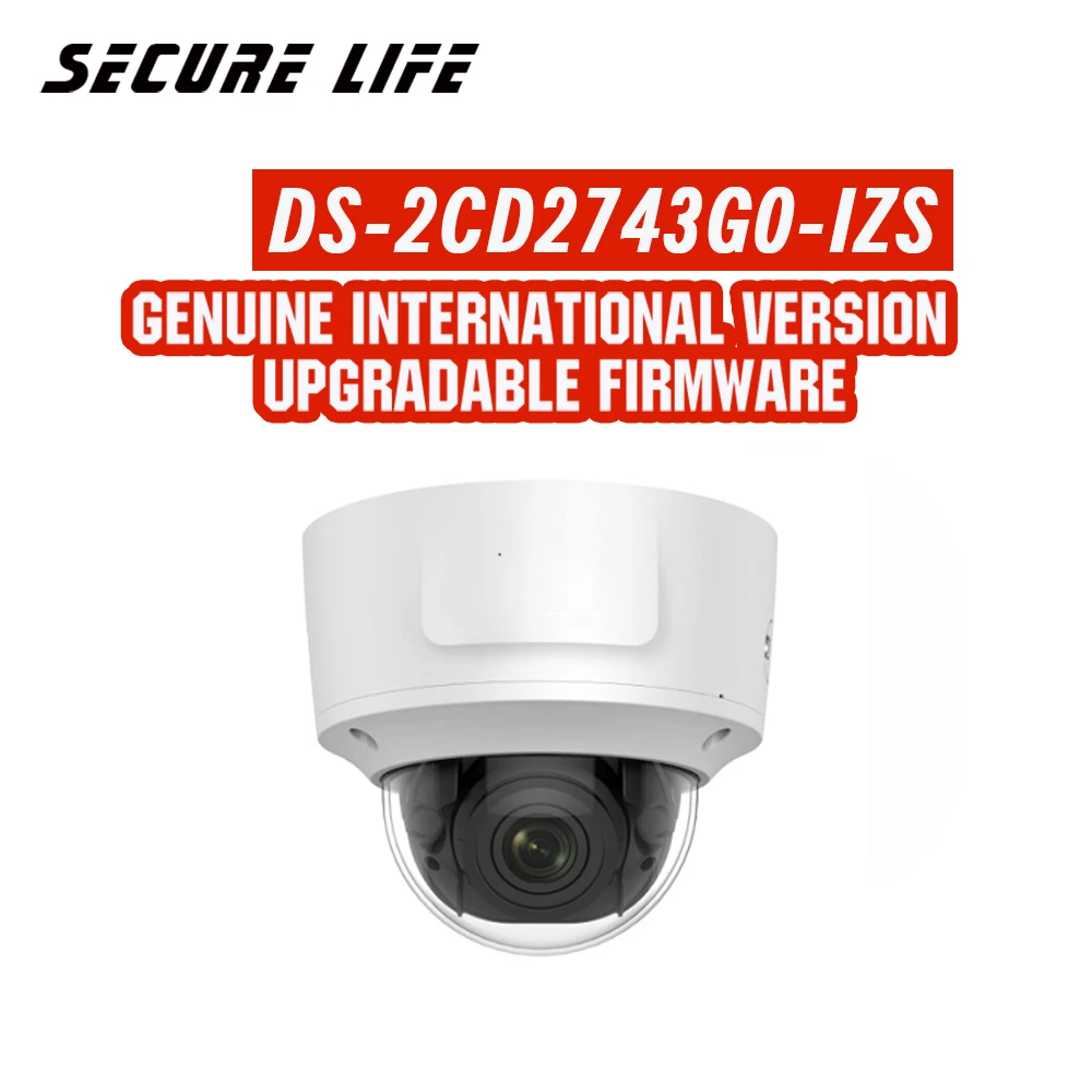 

Hikvision DS-2CD2743G0-IZS English version 4MP IR VF dome Network IP CCTV Camera POE 30m IR morterized zoom 2.8-12mm H.265+ IK10