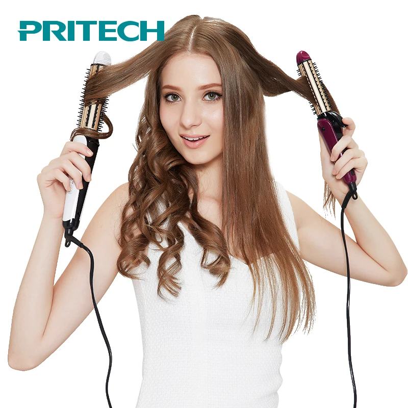 Pritech 3 в 1 Электрический выпрямитель для волос, выпрямитель для больших и маленьких волн, портативный выпрямитель для волос, щипцы для завивки волос, гребни, инструмент для укладки