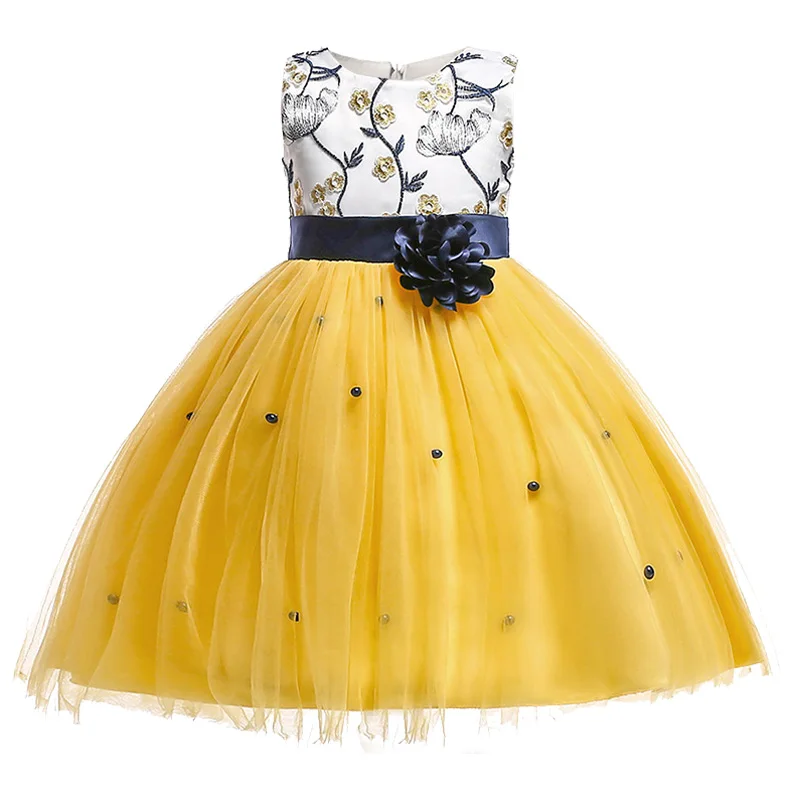 Кружевное платье с цветочным узором и бусинами для девочек платье для первого причастия детское элегантное вечернее бальное платье, костюм vestidos de comunion