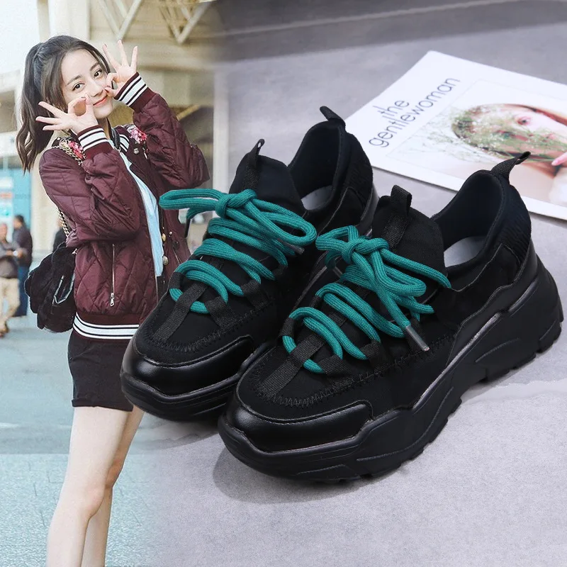 Sport Style 2019 Harajuku Loisirs College Étudiants Papa De Chaussures Universitaire Dames Rue School noir Décontracté Et Beige Nouvelles wvtrStqY