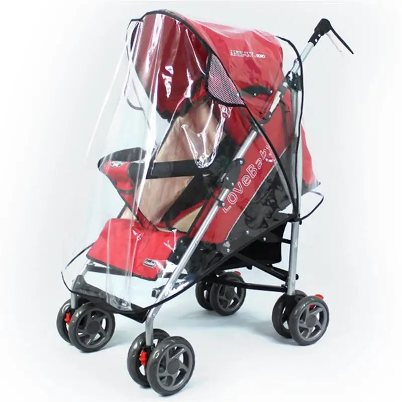 Universal Transparent Pushchair Stroller Rain Cover with Black Trim New