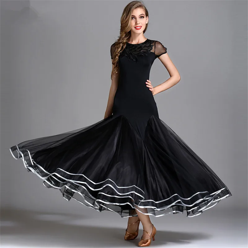 2018 New Ballroom Dance Dress For Women Embroidered neckline short ...