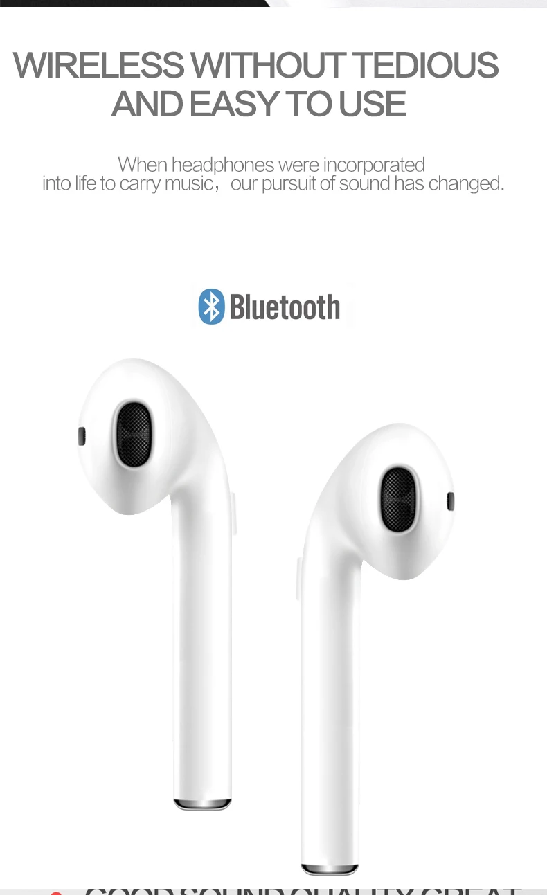 XLSTO IFANS MINI Bluetooth Headset Earbuds Air Pods Wireless Stereo Earphones For Apple iPhone Android PK i9 Double Ear headset (2)