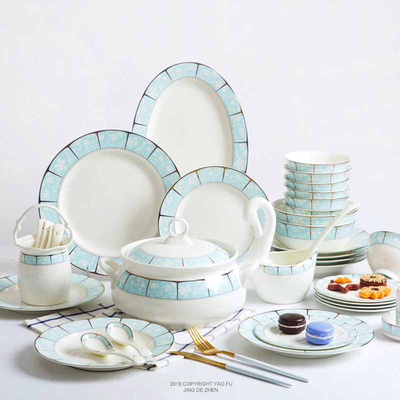 60 Pieces Of Bone China Tableware Dining Bowls Plates 60 Pieces Of Bone China Tableware