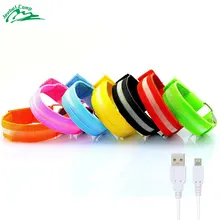 Jeebel USB зарядка ночных пробежек Предупреждение повязка на руку во время Led Для мужчин Для женщин Водонепроницаемый безопасности для бега нарукавник со ноги предупредительный браслет велосипеда