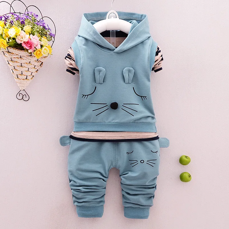 

2017 Spring Three sets Girls Shirt New Children's Suits in the Children's CottonCardigan Suit YD176