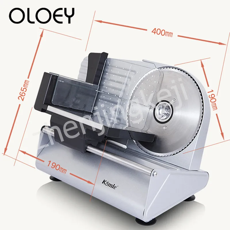 Electric Meat Slicer Automatic Slicer Cutting Bread Machine Detachable Alloy Stainless Steel Knife 200W Adjustable Thickness