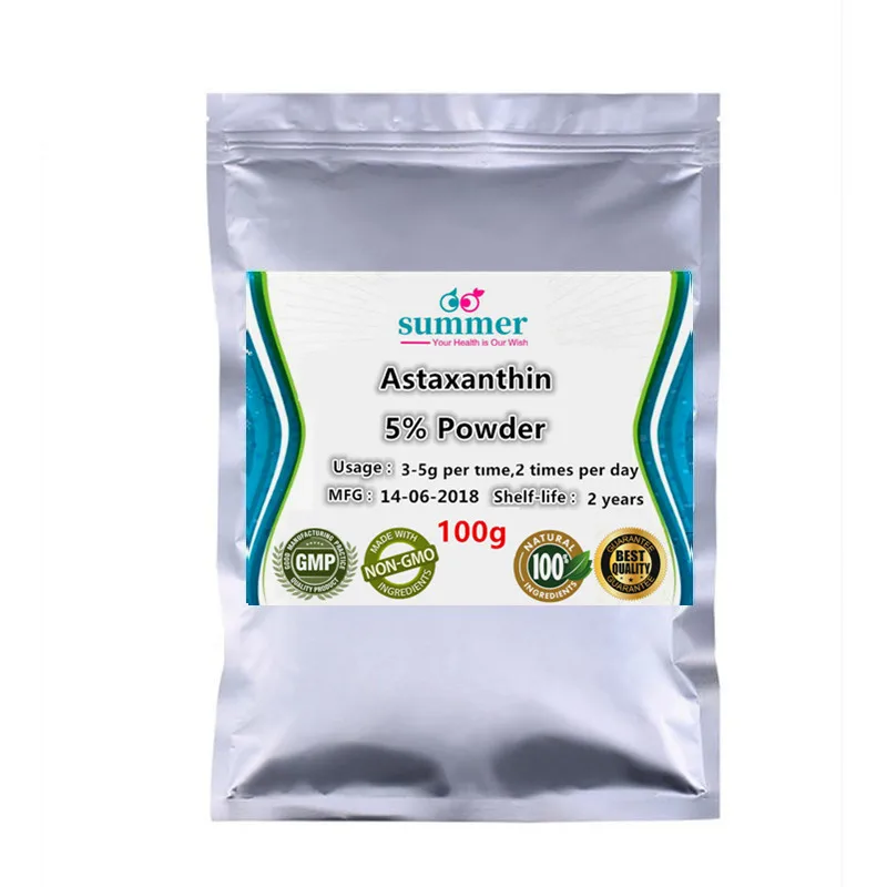 

100-1000g Super Vitamin E- Astaxanthin 5% powder,haematococcus pluvialis Extract for Protective effects of the eye