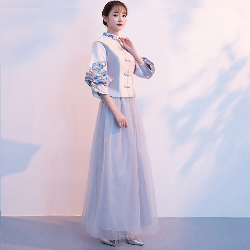 Винтажное свадебное платье подружки невесты Cheongsam современное традиционное в