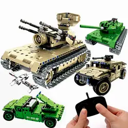 Креативное DIY составное здание блок военный автомобиль модельные автомобили игрушка с пультом дистанционного управления игрушечные